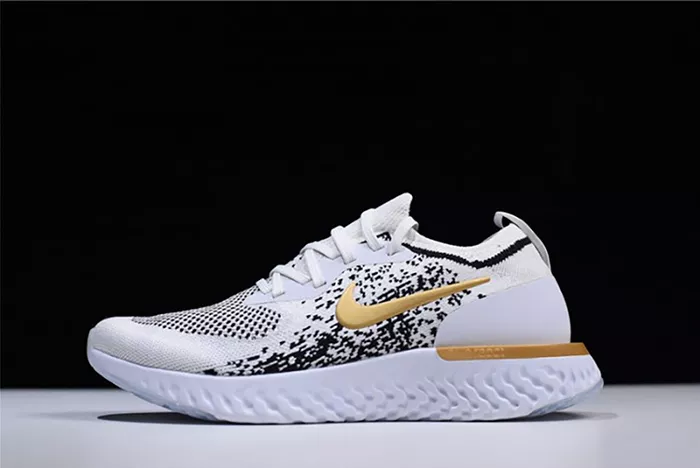 Men's Nike Epic React Flyknit White/Black-Gold AQ0067-071