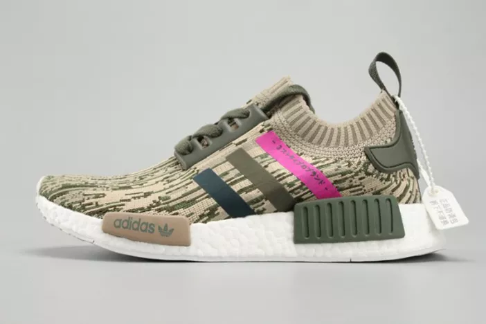 Adidas NMD_R1 PK W  Primeknit Green Night Shock Pink Glitch Camo WOMENS  BY9864