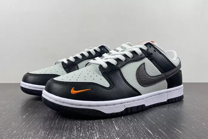 Nike Dunk Low Grey Black Orange Mini Swoosh  FN7808-001